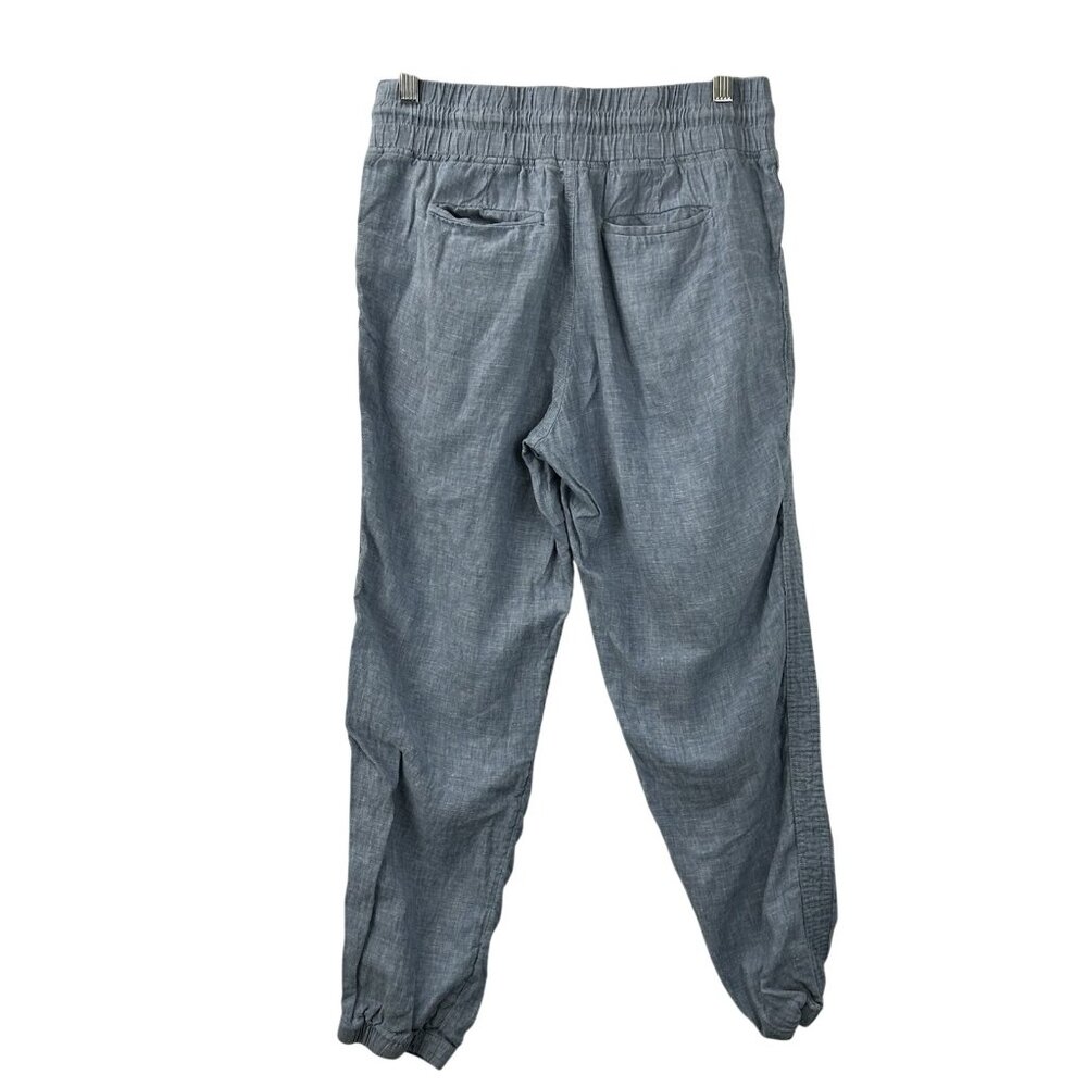 Athleta Cabo Jogger-Chambray Blue Women’s Size 8 Zip Pockets 100% Linen 26” Ins - Picture 13 of 16